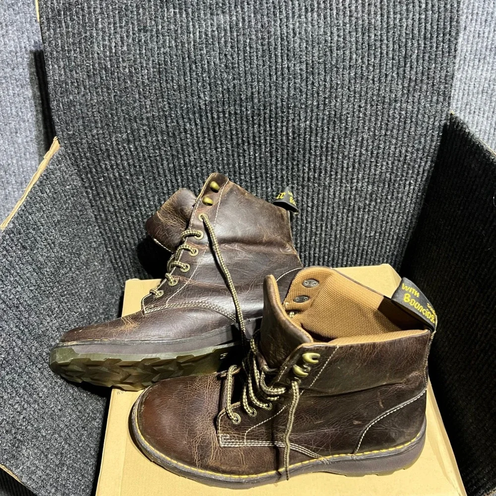 Dr Martens Niel Greenland Boots Mens 12 Brown Distressed Leather Lace Up Grunge